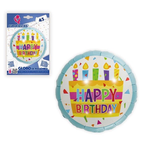 Globo Foil - Happy Birthday tarta