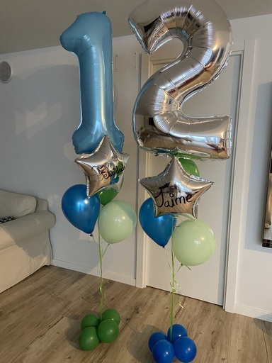 Ramillete Número + 3 globos 30cm + Estrella