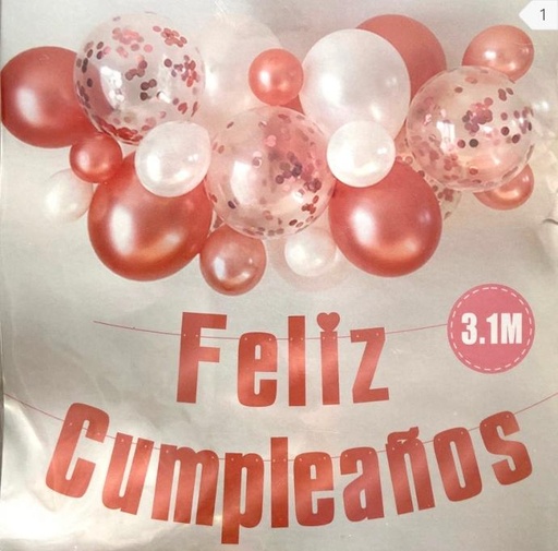 Set guirnalda de globos Rosa con confetti DIY