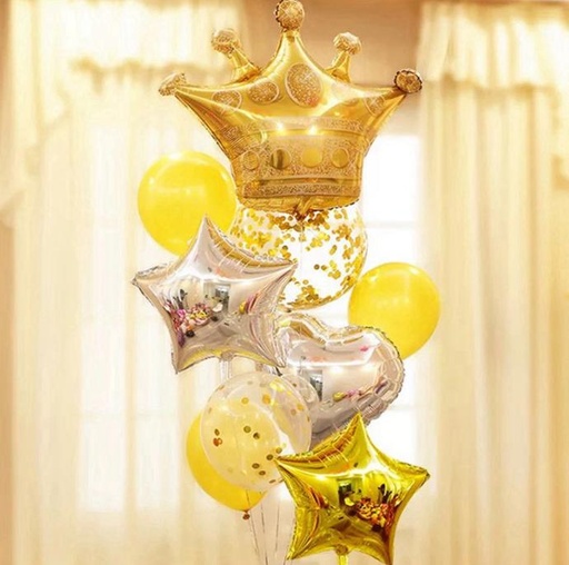 Conjunto de 9 globos - Estrellas y Corona